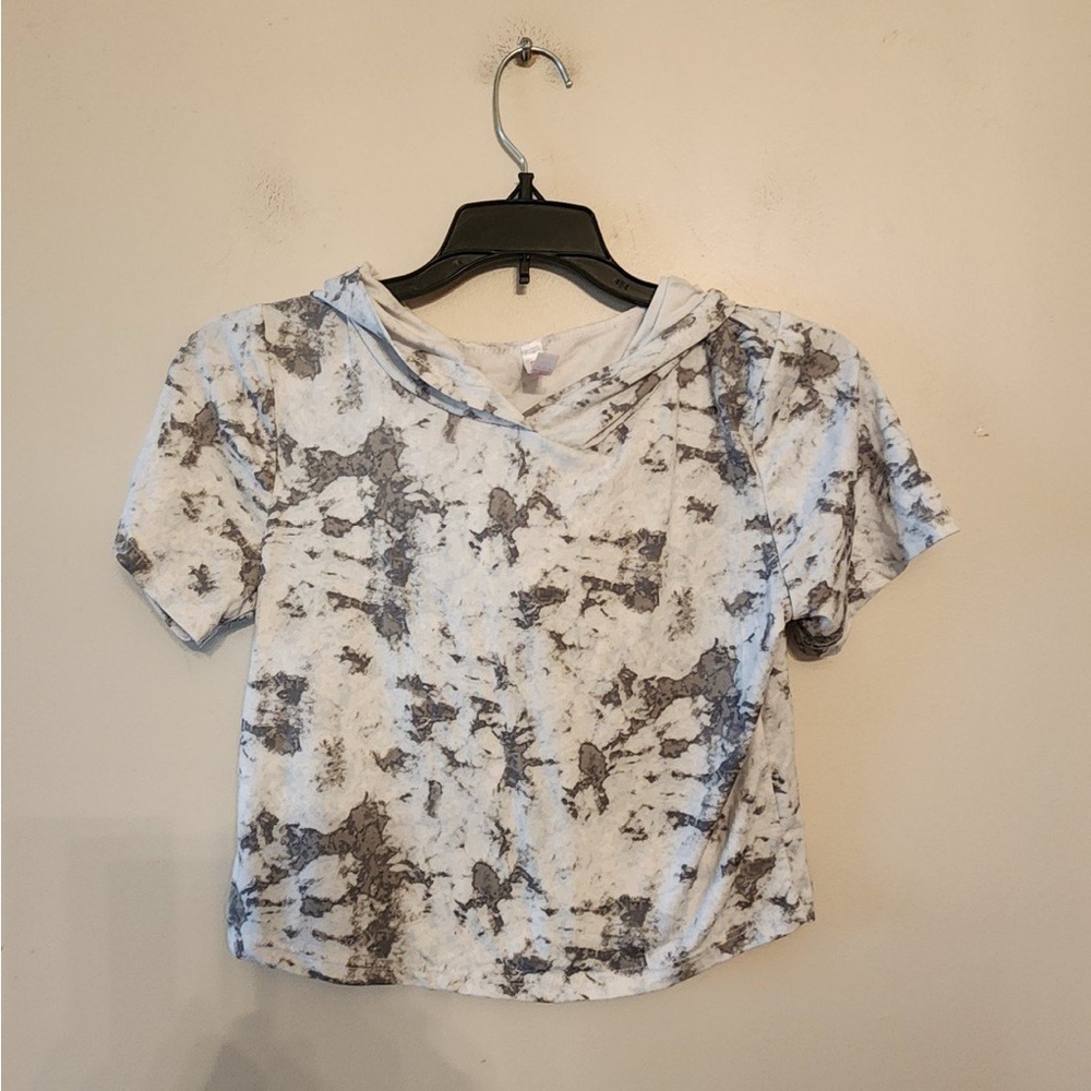 Sweet white grey camo cropped top Hooded Shirt size juniors large